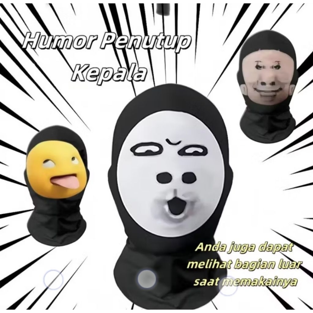 topeng ugly face 3D - topeng lucu kain masker ugly face - masker motor ugly face lucu unik - masker 