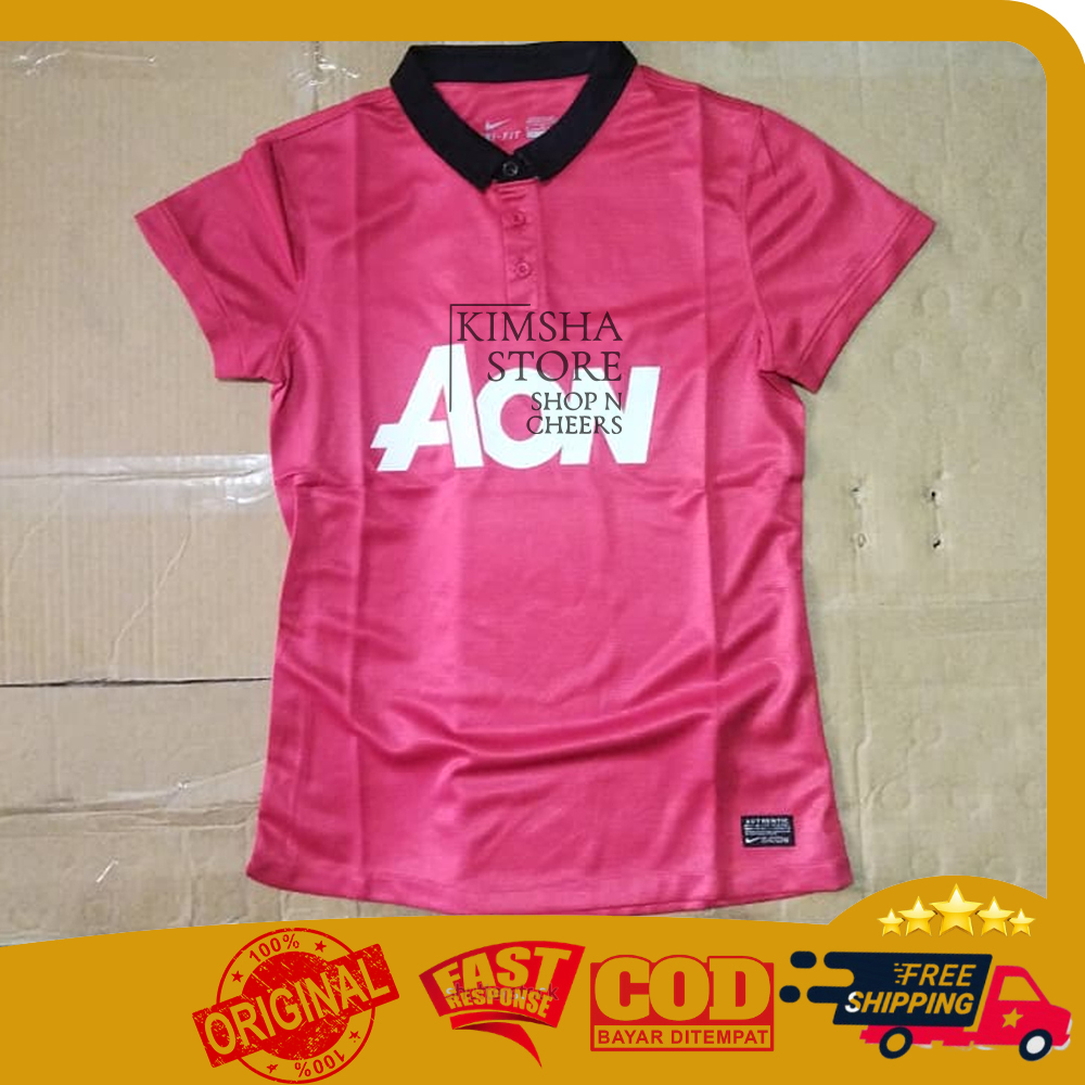 Kaos Dri-Fit Jersey Manchester United F.C. 2013 2014 Home Woman Ladies MUFC Pakaian Baju Olahraga Cl
