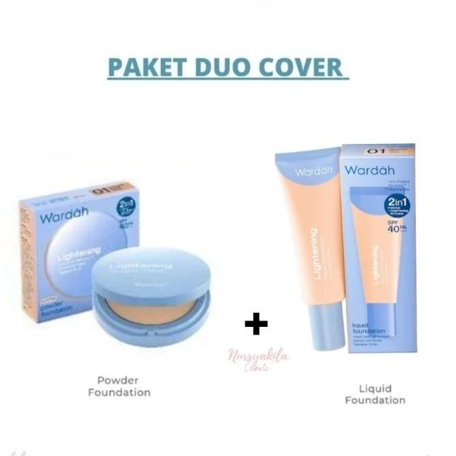 Wardah Lightening Foundation 15 ML + Bedak Padat - Alas Bedak | Powder Foundation PAKET WARDAH