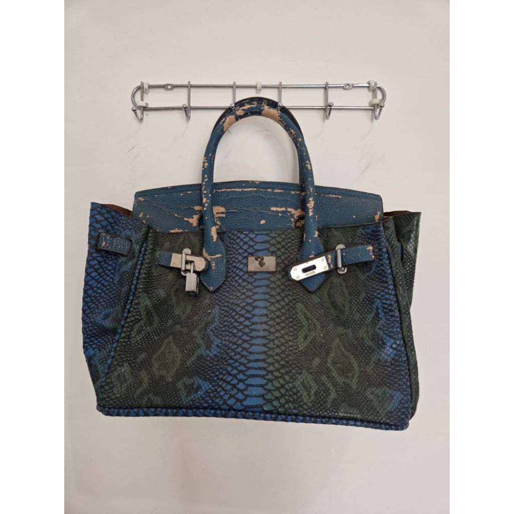 Tas Hand Bag Kulit Biru Tosca Cewek Wanita