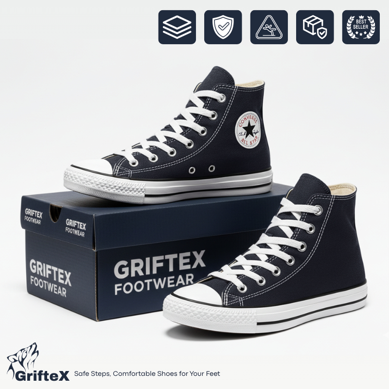 Sepatu Converse Allstar - Sepatu Sekolah Pria Wanita - Sepatu NB Black White Premium | GRIFTEX