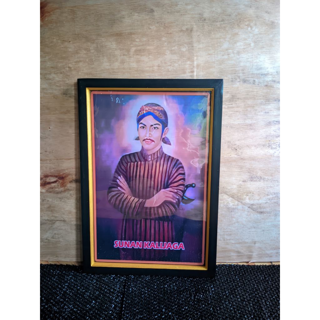 Hiasan dinding lukisan cetak plus Bingkai gambar Sunan Kalijaga ukuran 65*45cm