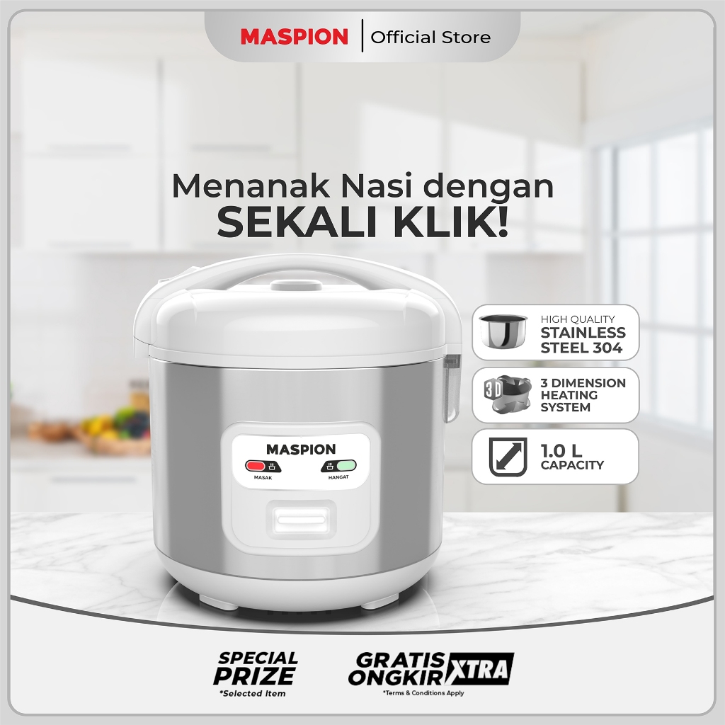Maspion Rice Cooker Magic Com 1 Liter MRJ-1003 TSS SS 304