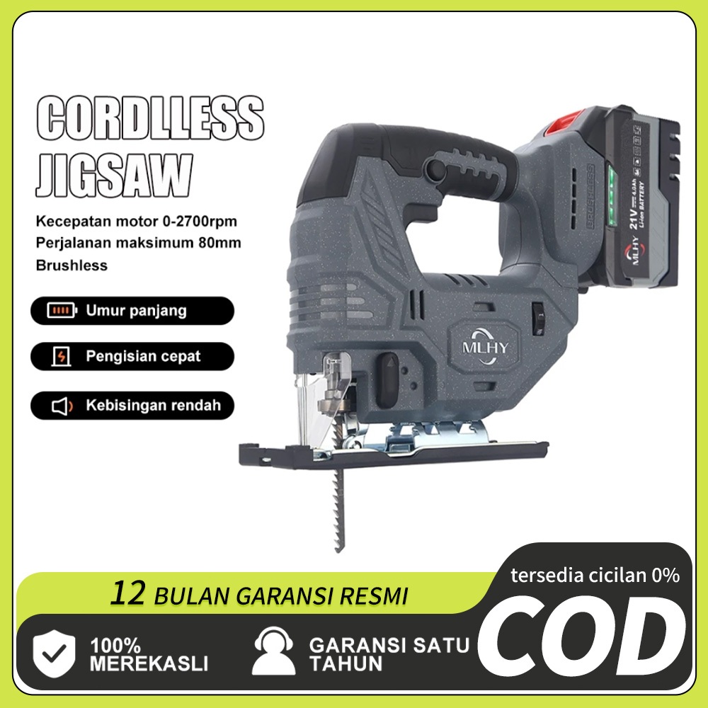 MLHY Kekuatan Tinggi Mesin Potong Kayu Mesin Gergaji Jigsaw Cordless Kayu Electric Jigsaw Brushless 