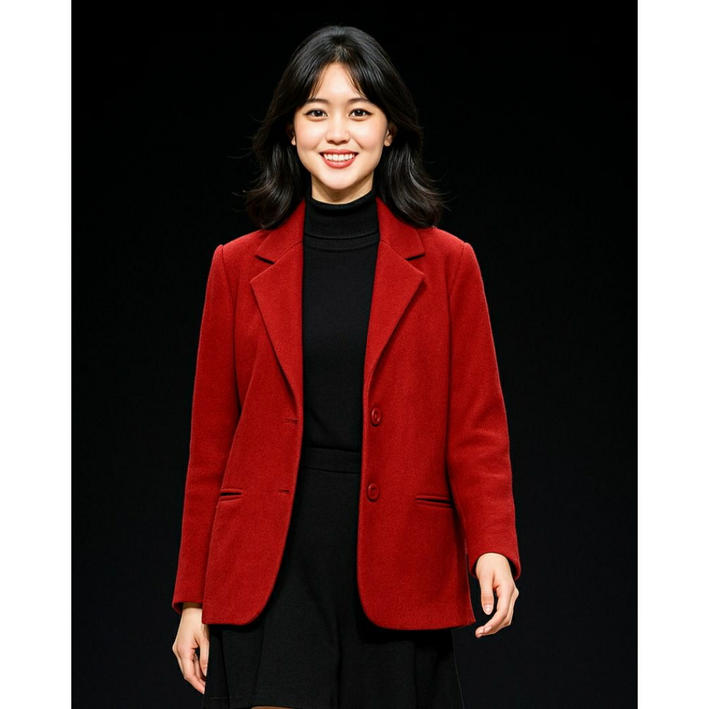 Coat Wool Preloved Winter Coat Red Burgundy