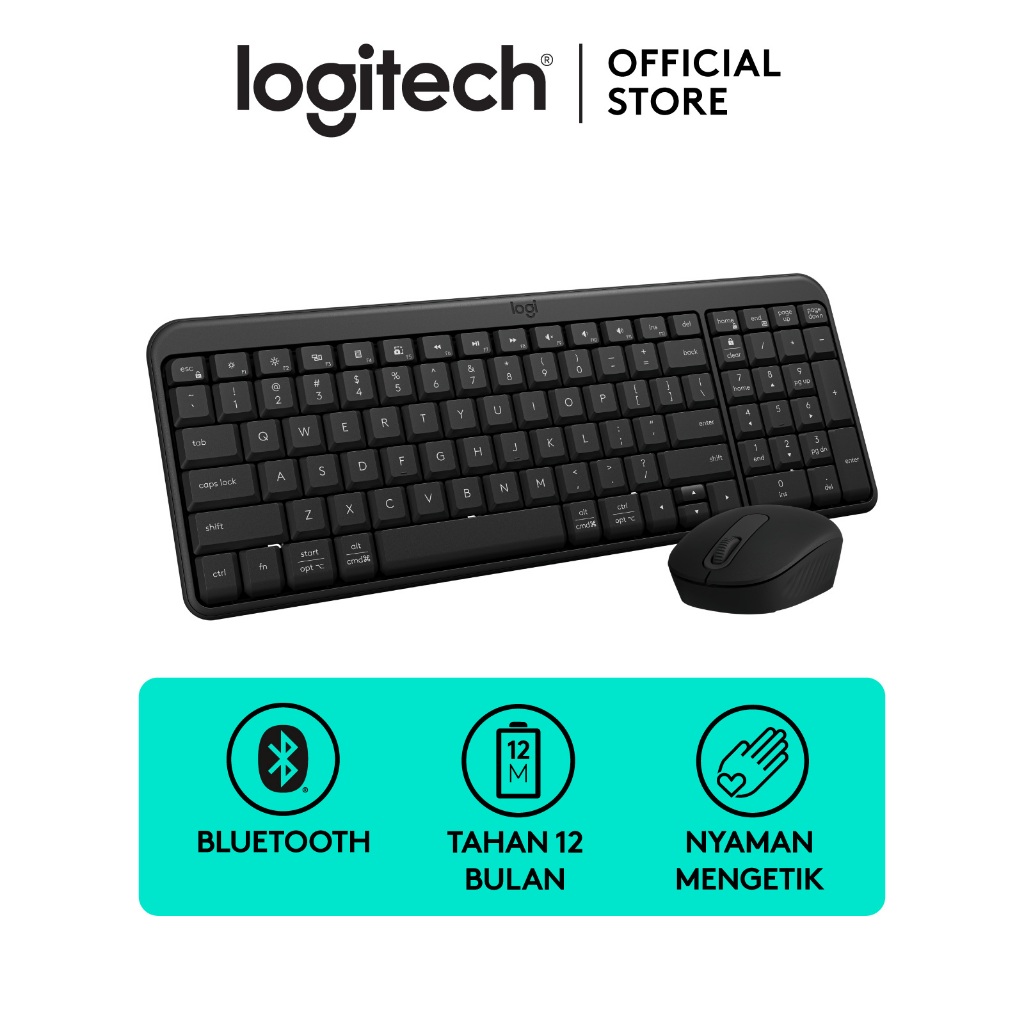 Logitech MK251 Combo Mouse dan Keyboard Nirkabel Bluetooth, Konektivitas yang Cepat & Mudah, Keyboar