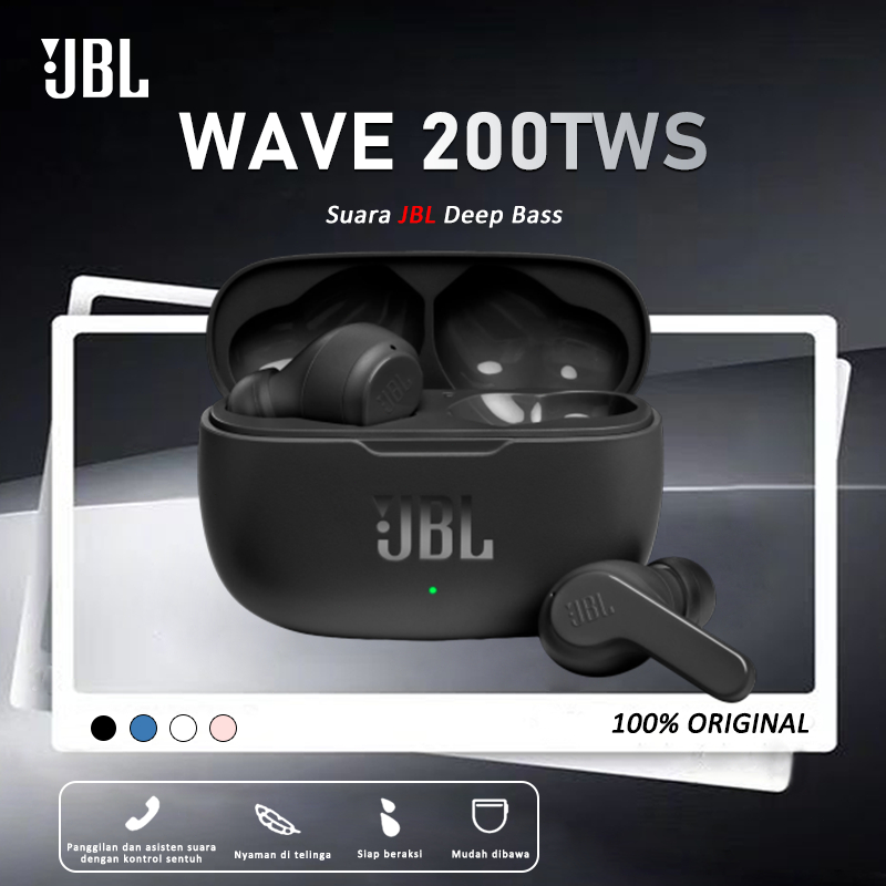 100% Original Headset JBL Wave 200TWS True Wireless Earbuds/Bluetooth Earbuds Earphone In-Ear Deep B