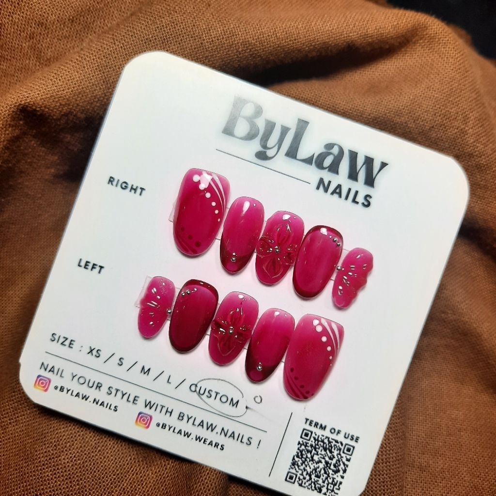 [ BYLAW.NAILS ]   Garnet Grace 3D Maroon| PREMIUM FAKE NAILS | PRESS ON NAILS | KUKU PALSU | FAKE NA