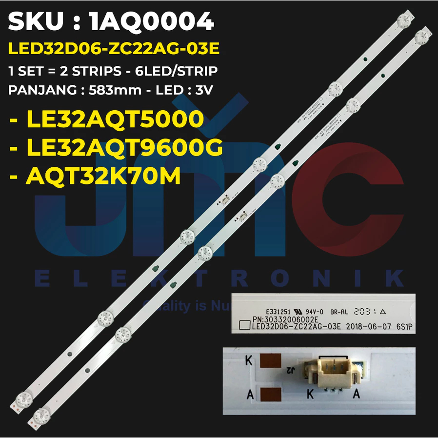 BACKLIGHT TV LED AQUA 32 INCH LE32AQT5000 LE32AQT9600G AQT32K70M 32AQT9600 32AQT5000