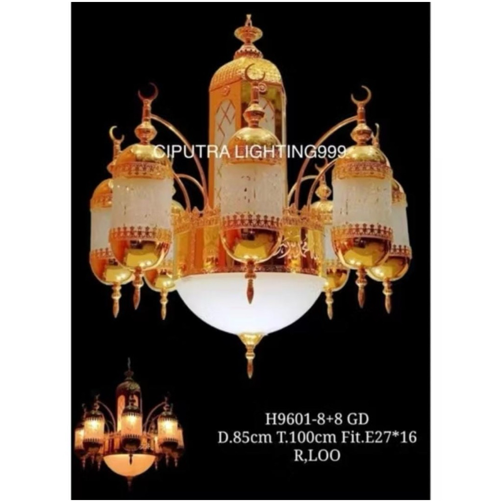 LAMPU GANTUNG HIAS TURKI MASJID MUSHOLLA NABAWI LAFADZ DIAMETER 85 CM MEWAH