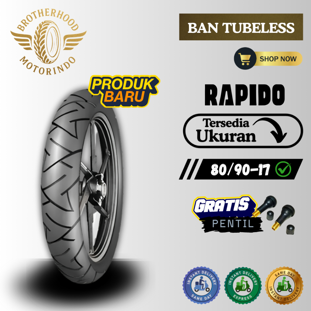 BAN ASPIRA RAPIDO TUBBLES ( 80/90-17 ) BAN RING 17 / BAN MOTOR MATIC RING 17 / BAN TUBBLES RING 1 / 