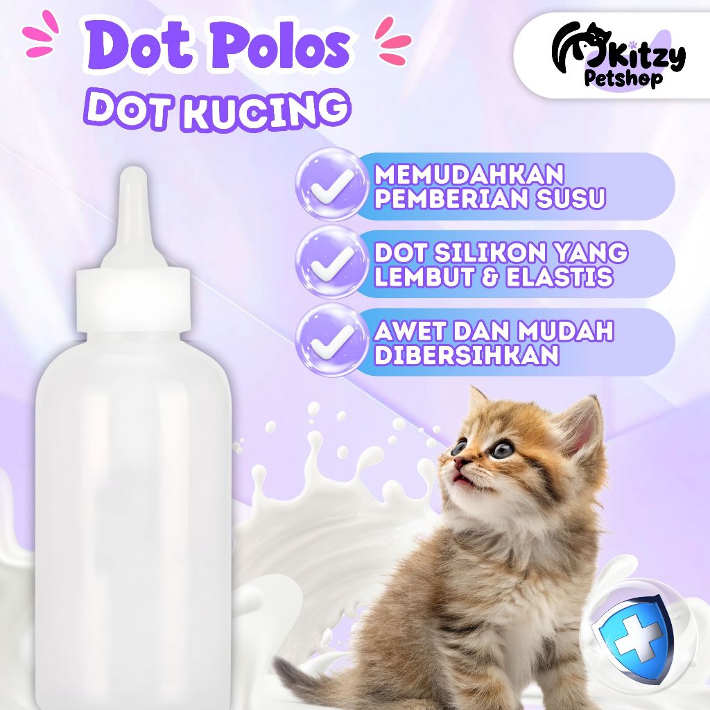 Botol Dot Susu 80ml Alat Minum Anak Kucing Kitten Full Silikon Lembut KITZY