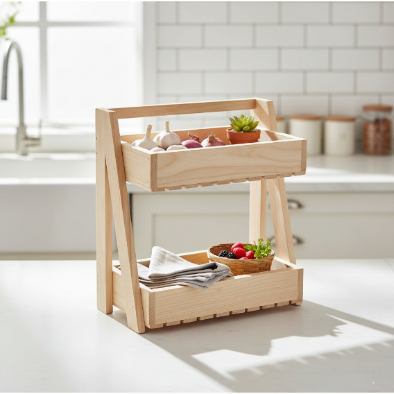 Rak Bumbu Kayu 2 Susun Rak Bawang Tempat Toples Bumbu Serbaguna Rak Susun Kayu Minimalis