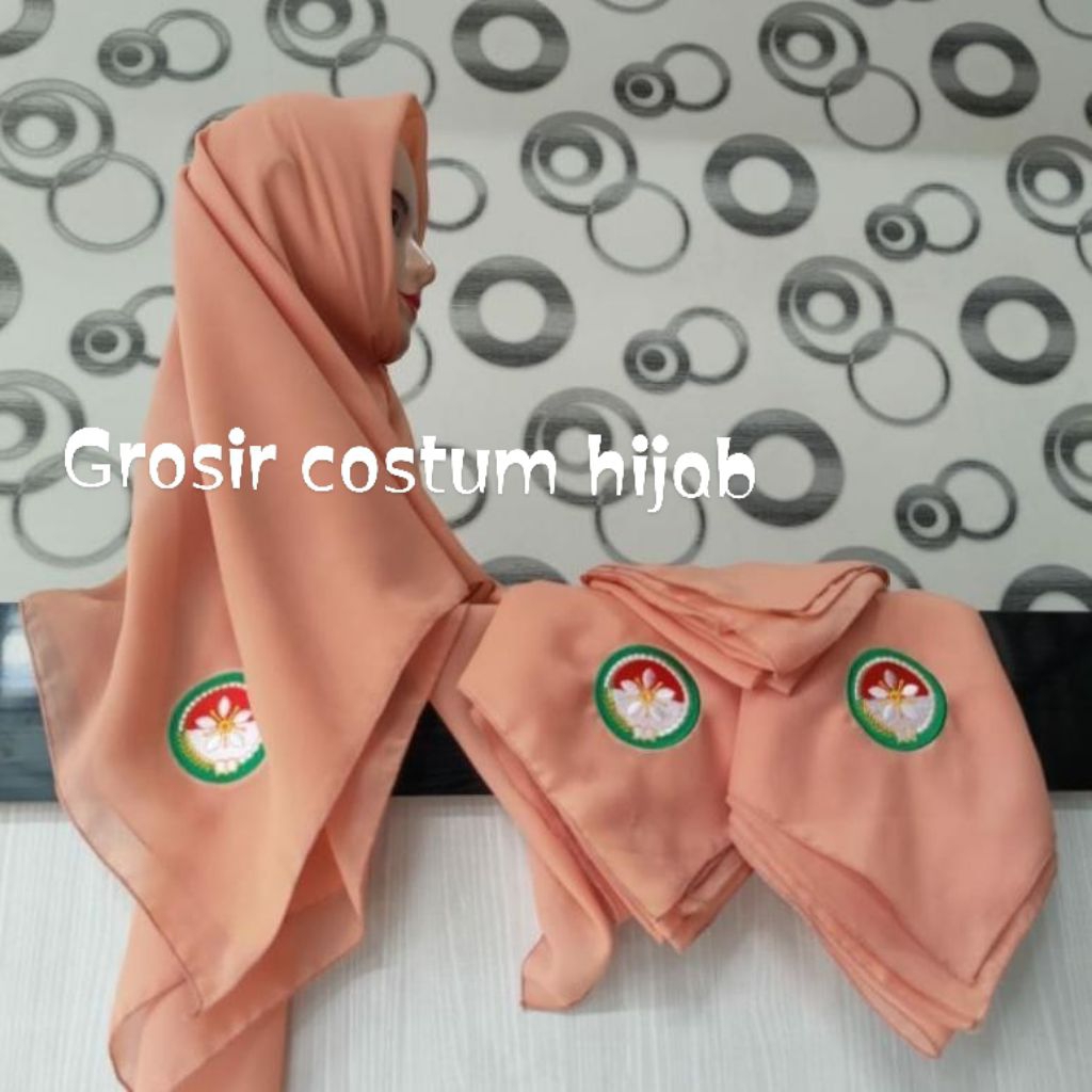 kerudung/jilbab/Hijab Segi 4 Dharma wanita/DWP/bordir dharma wanita/terbaru/terlaris/syar'i