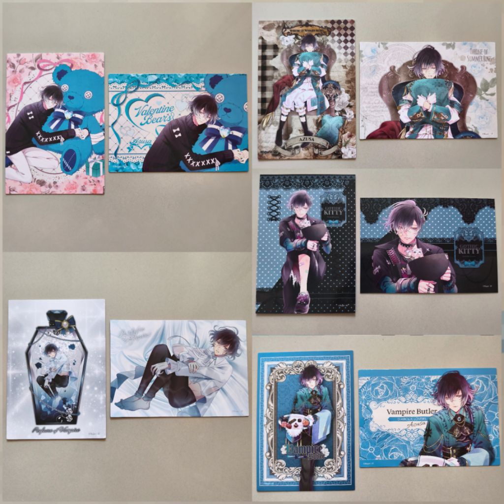 Official Merch Diabolik Lovers Azusa Mukami Bromida Set 2pcs Kuji Prize / Postcard Poster Anime Ori