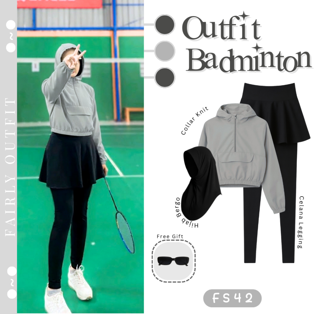Nana Set Outfit Sporty Wanita  ( Hijab + Jacket + Rok ) One Set Olahraga - FS42