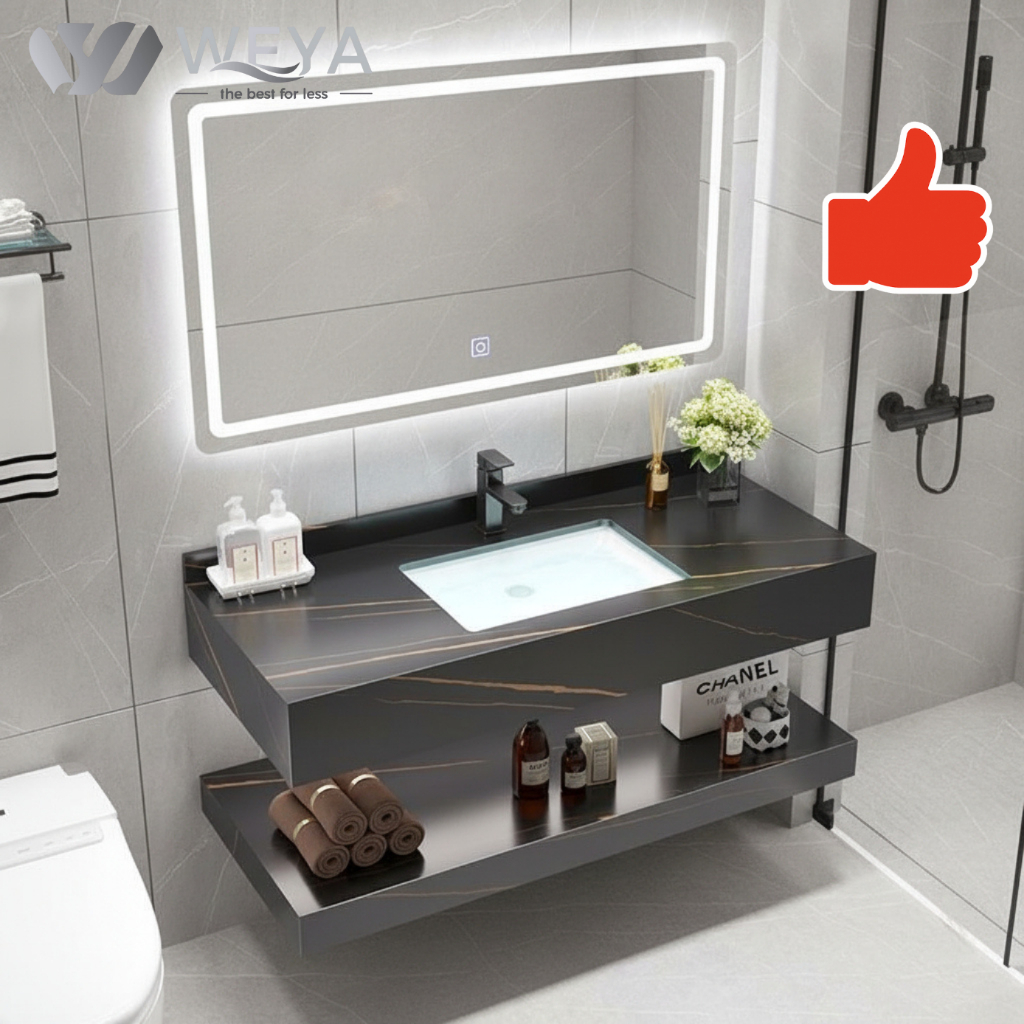 WEYA-Cabinet Wastafel Kabinet Kamar Mandi Sintered Stone Kabinet Wastafel Kamar Mandi Meja Wastafel