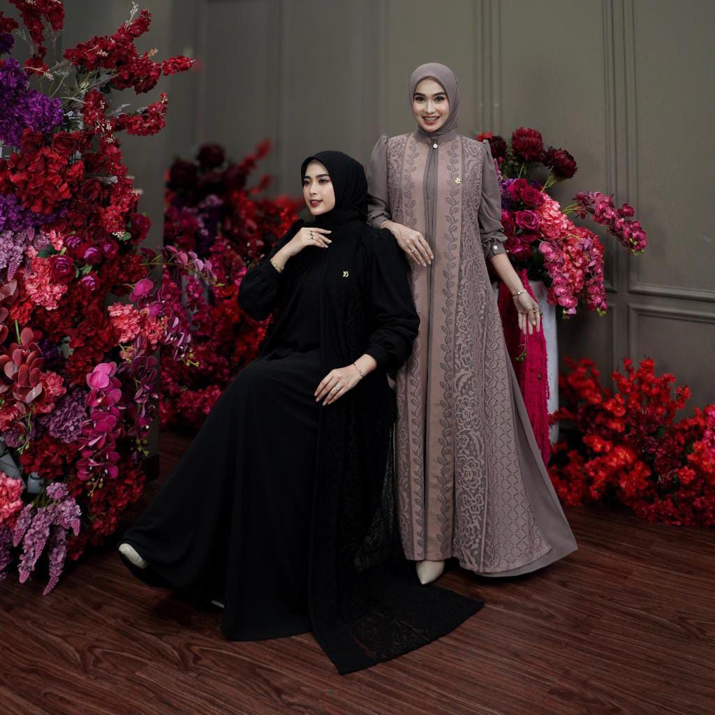 Riana Set 3 in 1 Jumbo Inner Polos Ceruty Babydoll Ceruti Babydol Outer Brokat Brukat Cantik Baju Ga