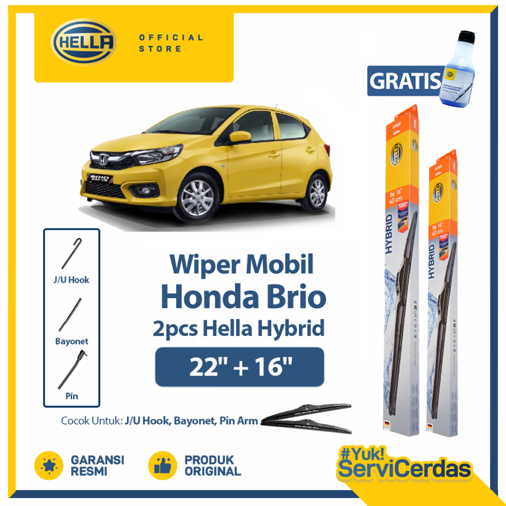 Wiper Mobil HONDA Brio 22" + 16" (2pcs) - HELLA Hybrid