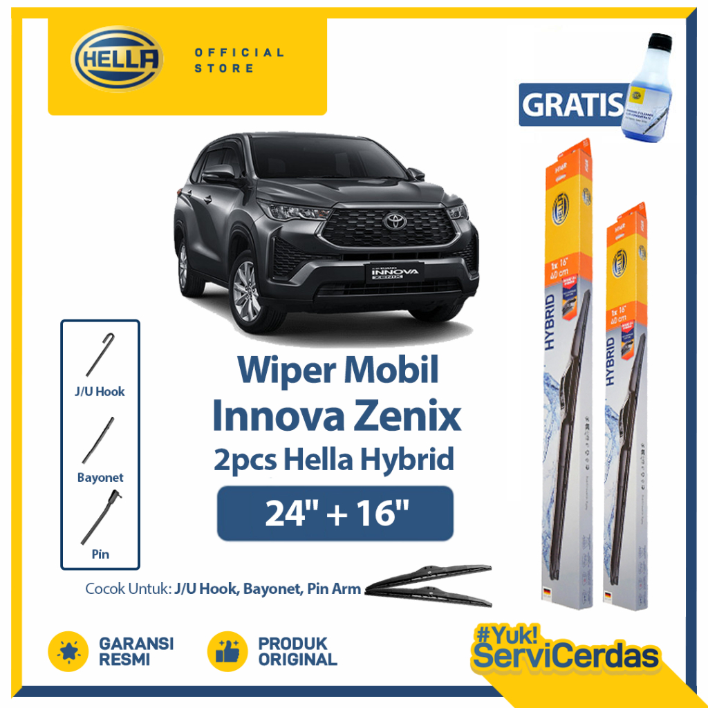 Wiper Mobil TOYOTA Innova Zenix 24” + 16” (2pcs) - HELLA Hybrid