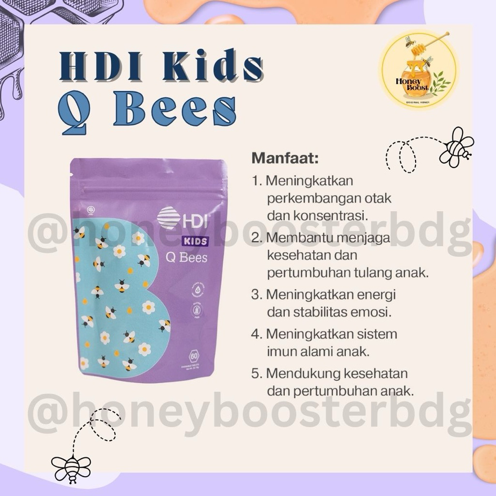 HDI KIDS Hunny Bees obat batuk anak herbal / HDI KIDS Gummy Bees / HDI KIDS Q Bees / vitamin anak ki