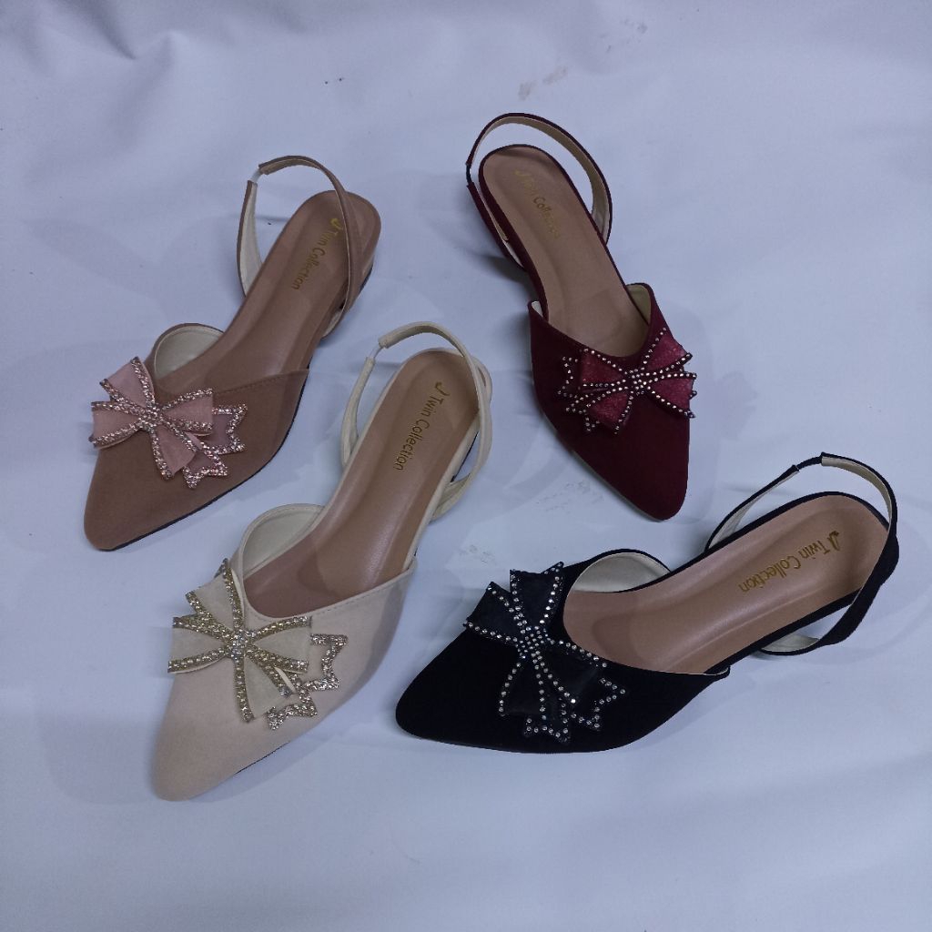 Sepatu Sandal Wanita Jumbo Big Size 41 42 43 44 45 Elegan Nyaman Sol Karet Anti selip Tali Belakang 