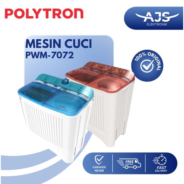 POLYTRON Mesin Cuci 2 Tabung Primadona Samba 7 Kg PWM 7072