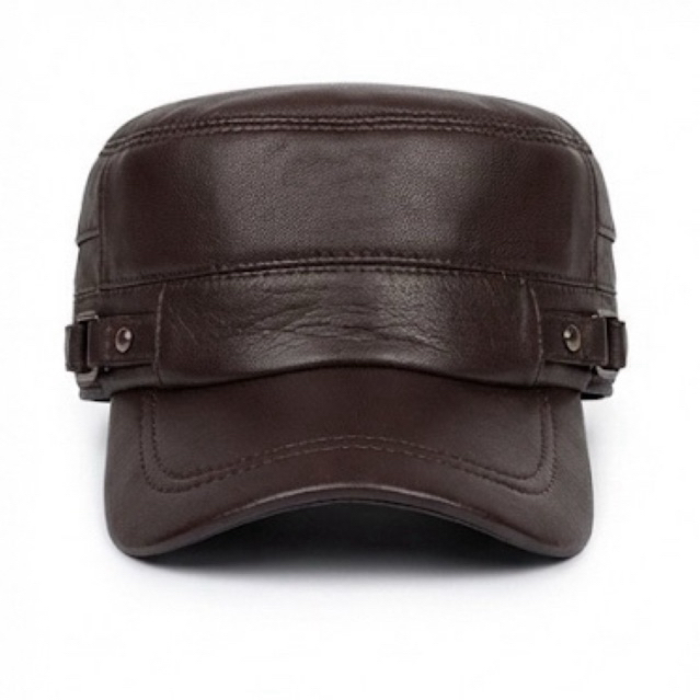 topi kulit domba asli nahkoda coklat