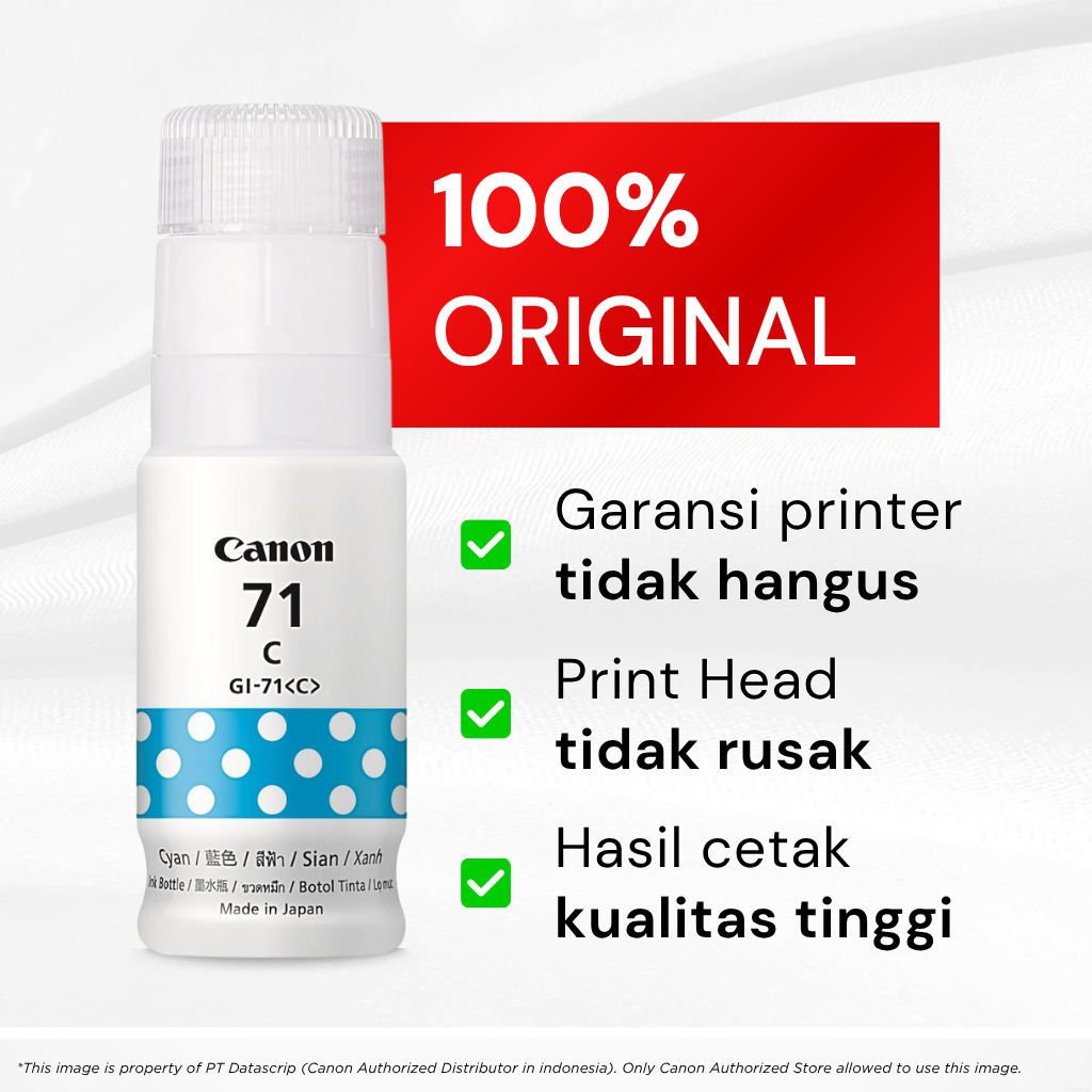 100% ORIGINAL Tinta Canon GI 71 – Printer G1730 G1737 G2730 G2770 G3730 G3770 G4770 G4780 G1020 G2020 G3020