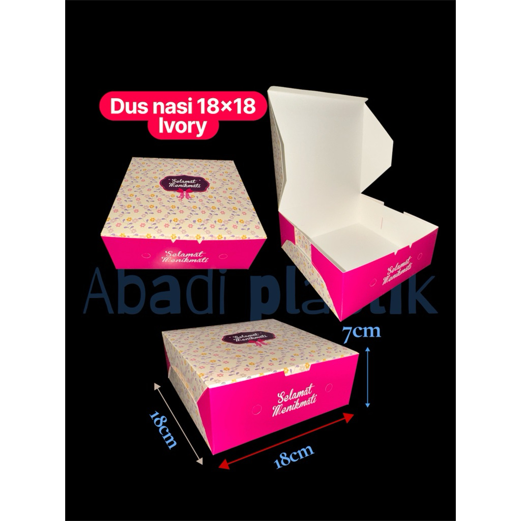 ( DUS NASI PREMIUM ) DUS NASI IVORY MOTIF  PINK PRESTIGE 18x18  / KOTAK NASI / KOTAK NASI UKR 18x18 