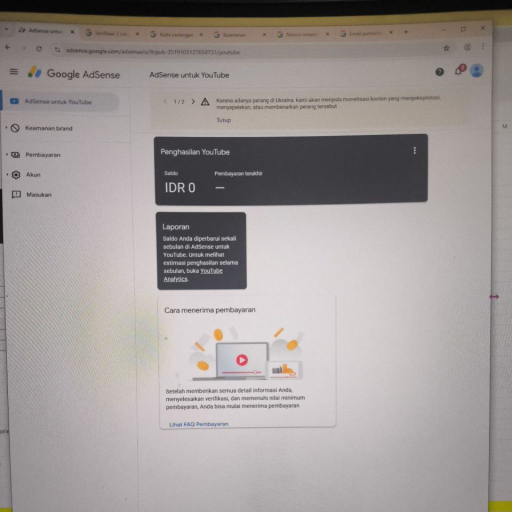 Adsense Fresh untuk Youtube