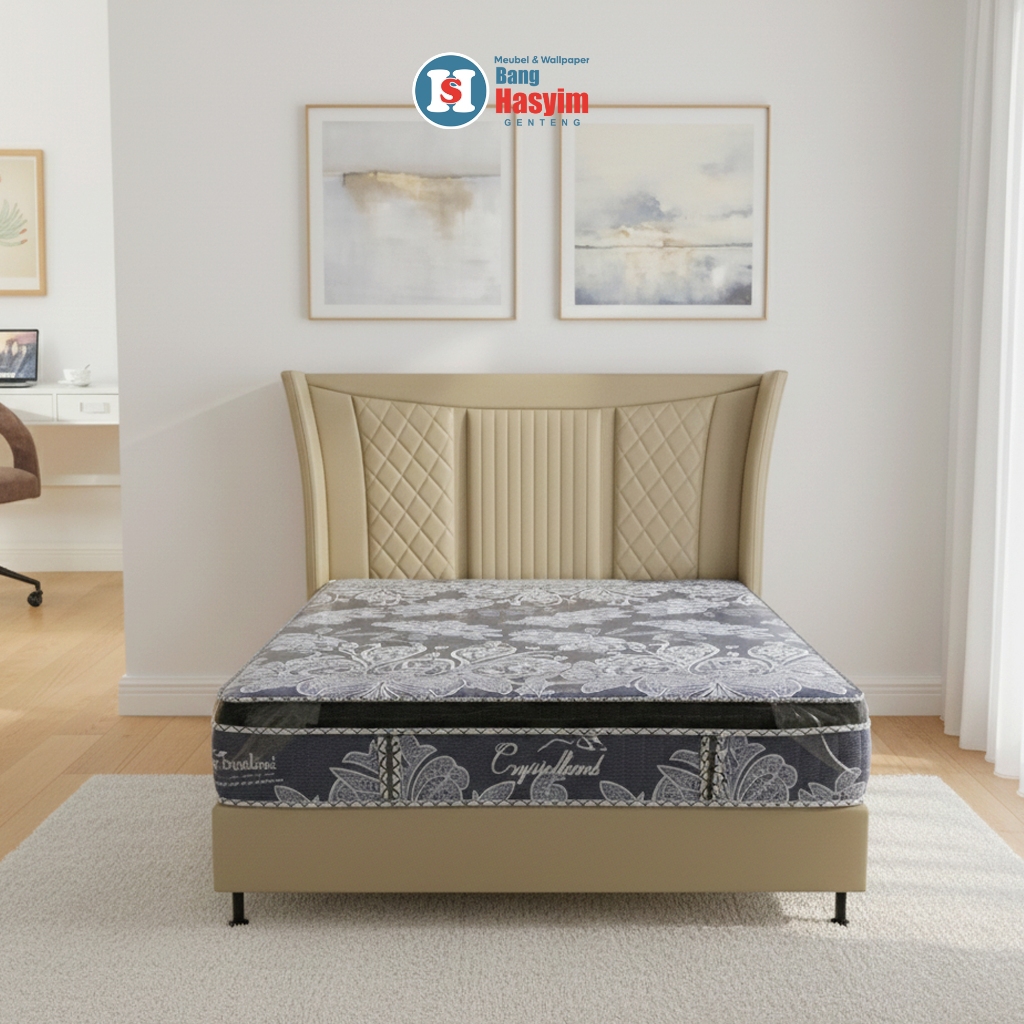 BANG HASYIM Boxi Crystalland Springbed + Dipan Tempat Tidur Satu Set Boxi Biru Murah Kasur