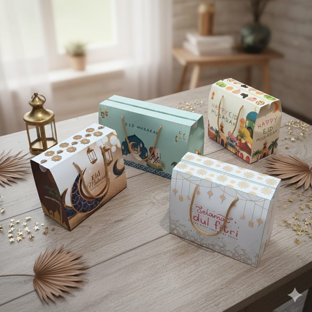 PAKET 10 PCS BOX HAMPERS LEBARAN / PAPER BAG IDUL FITRI / PAPER BAG HAMPERS EDISI IDUL FITRI