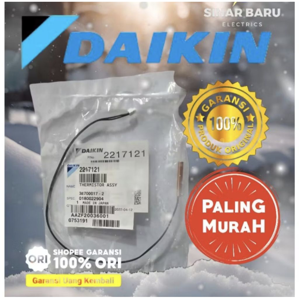 ThERMISTOR AC DAIKIN FTC/FTKC/CTKC/FTKM/FTKQ Spare Part Original Sensor Suhu Daikin Thailand