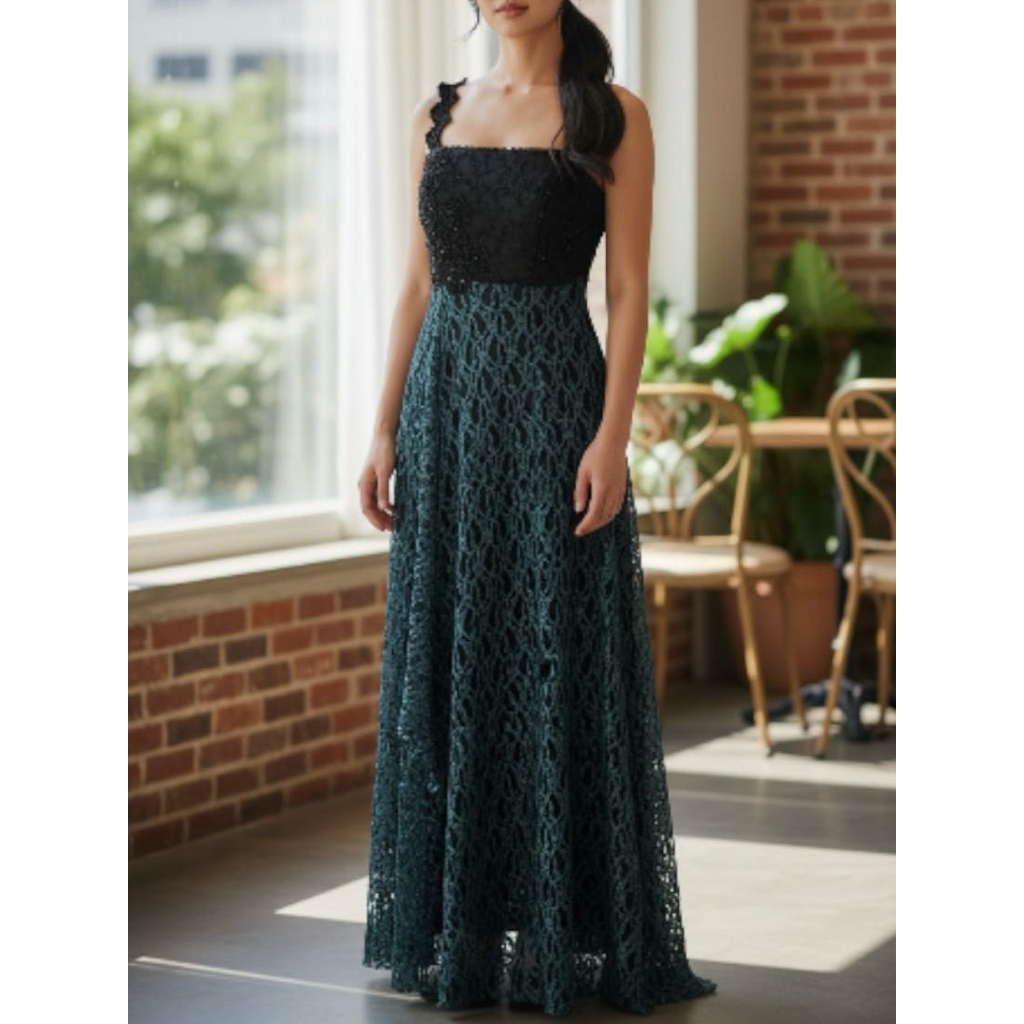 Longdress Dress Luire Black Green size S Woman preloved