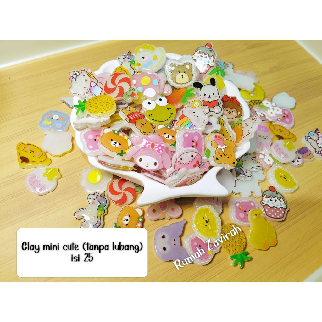 (10pcs/25pcs) DIY clay mini/Clay resin tanpa lubang/ clay mini serbaguna/clay cincin/clay cute glosy