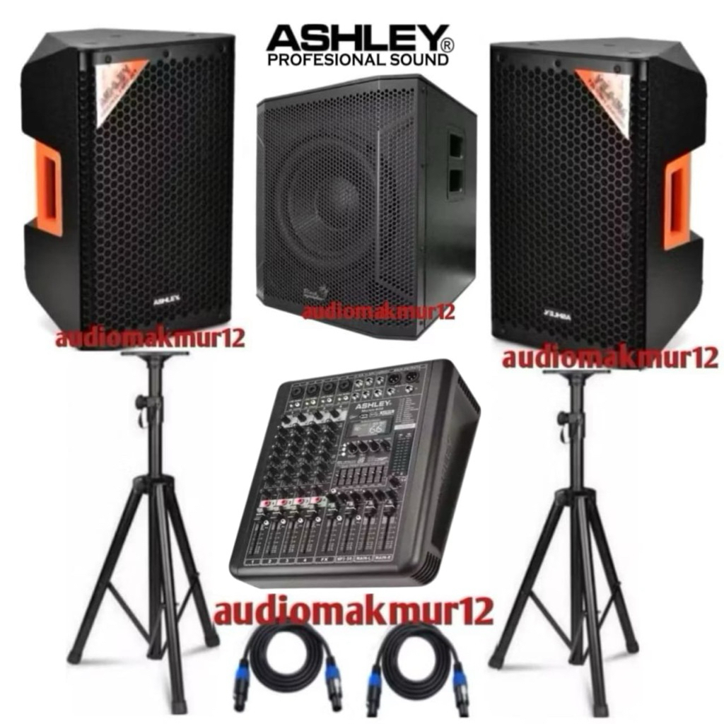 Paket Sound System Speaker Pasif Milan 8P Komplit Mixer Power Ashley 6 Channel Dan Subwoofer Blacksp