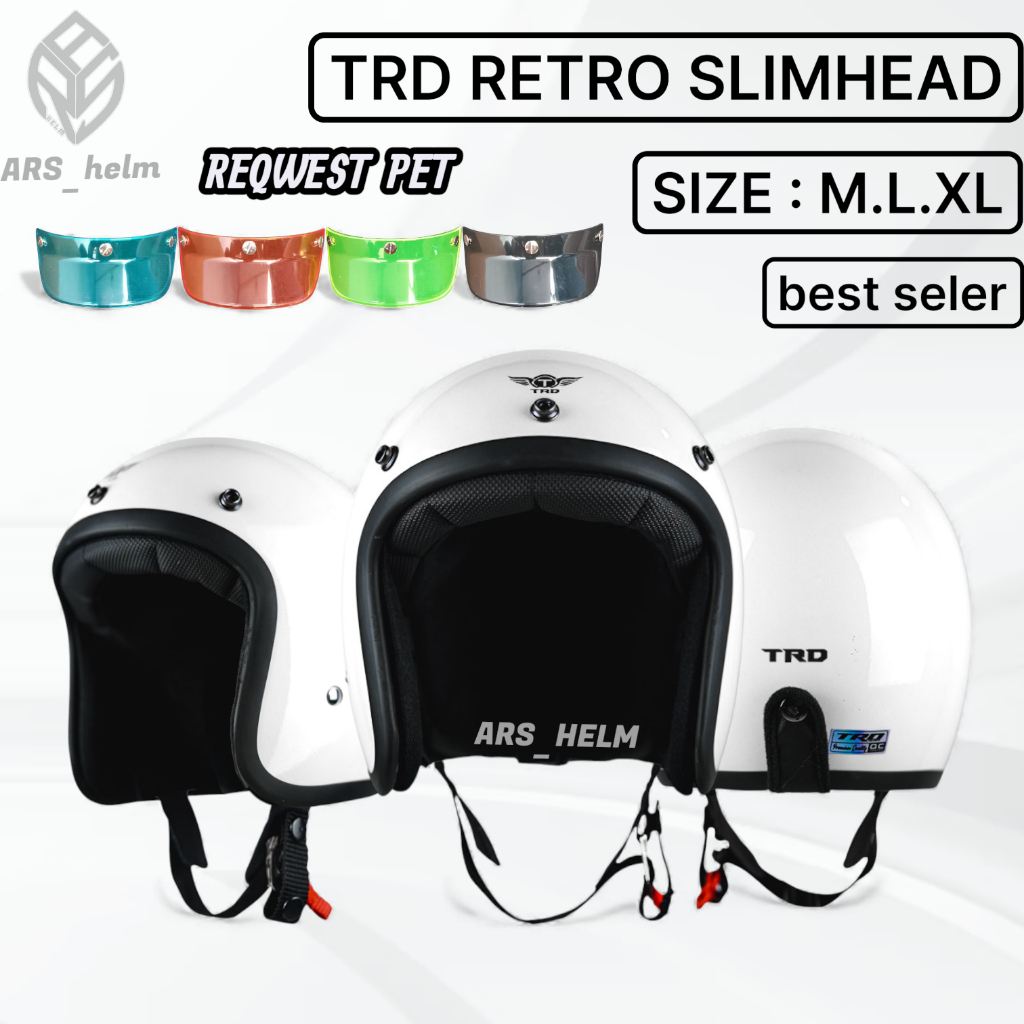 TRD HELM BOGO RETRO SLIM HEAD WHITE | PUTIH