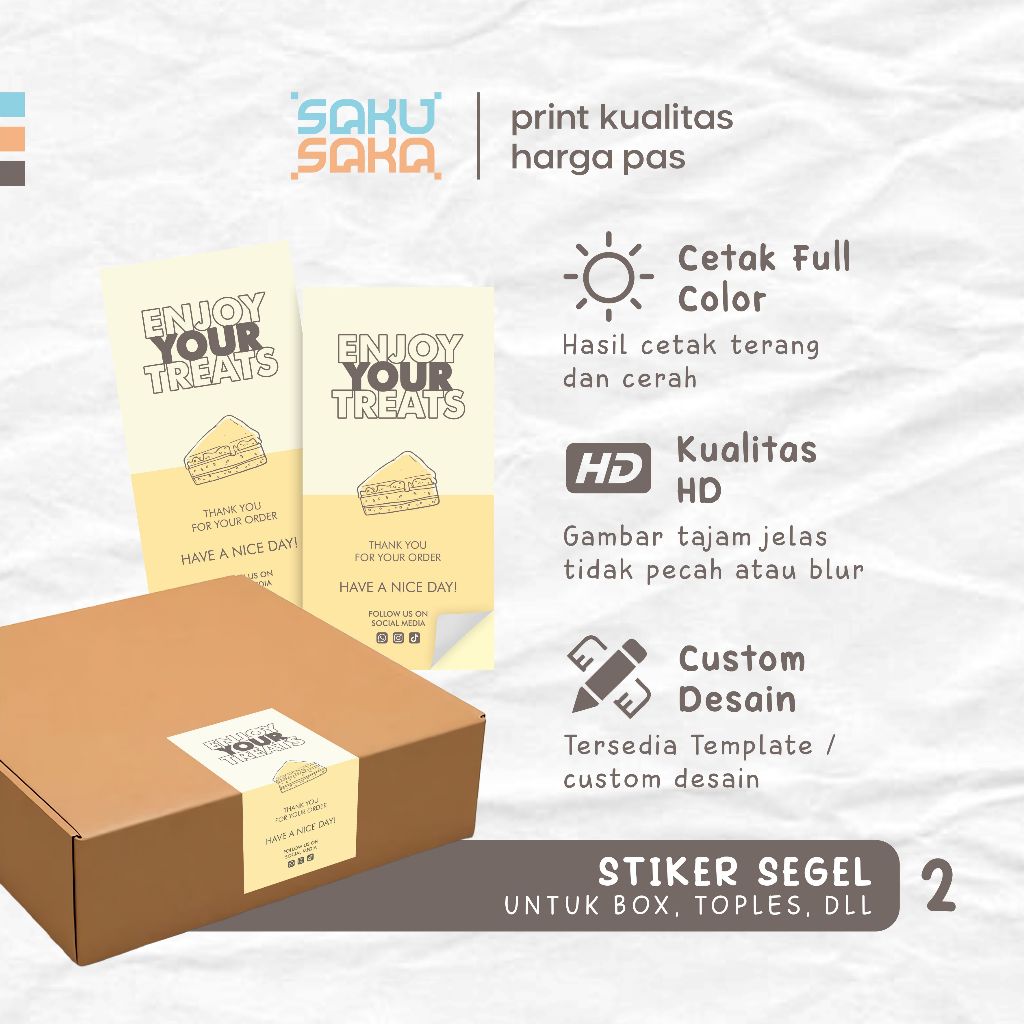 Stiker Segel Box Packaging Stiker Seal Box Logo Sticker Olshop Stiker Makanan Stiker Segel Custom ( 