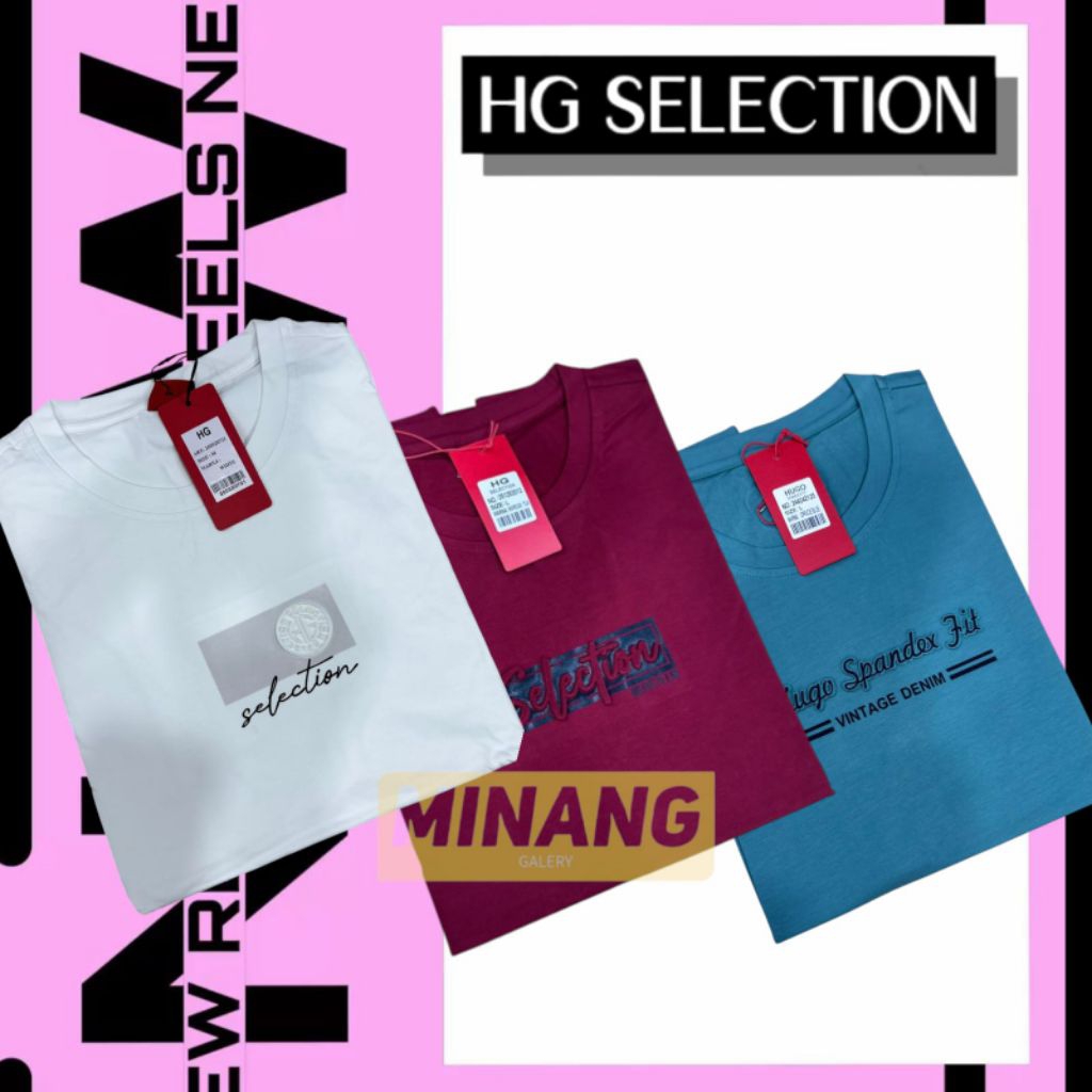PROMO  Kaos Oblong Pria Hugo Selection Spandek Tebal Original