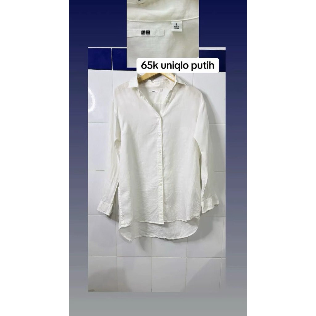 Kemeja linen uniqlo putih