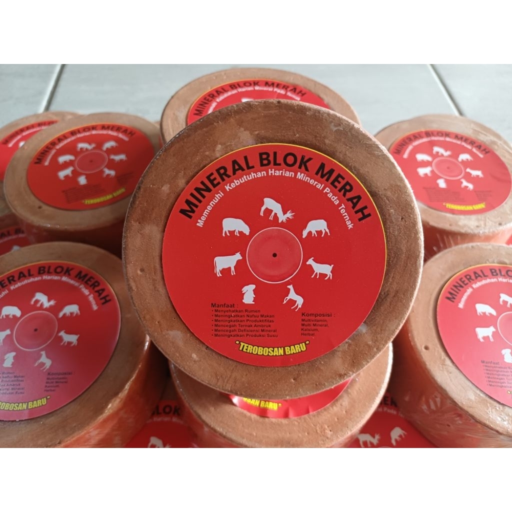 Mineral Blok - Mineral Blok Merah 500 gr - Mineral Blok Merah Sapi - Mineral Merah Kambing -  Minera