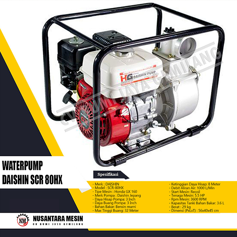 MESIN POMPA AIR SAWAH HONDA DAISHIN GX 160 3 INCH