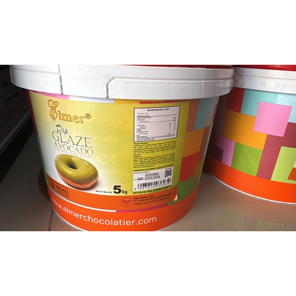 Elmer Glaze Avocado pail 5kg. elmer dip glaze avocado 5kg