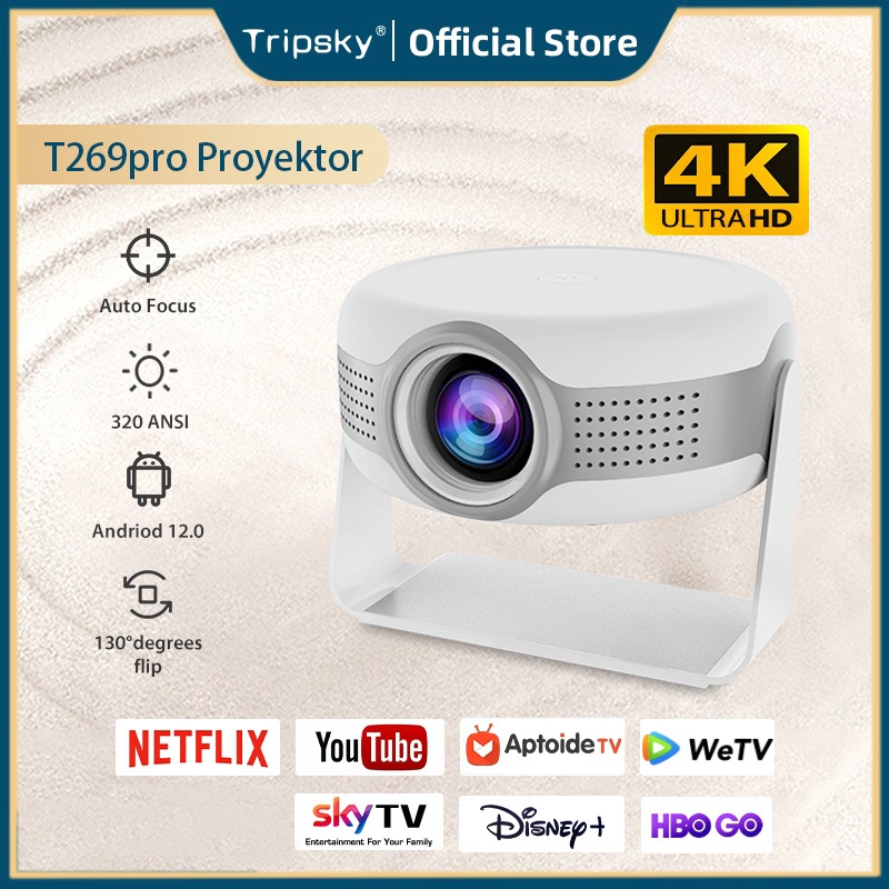 Tripsky Proyektor mini T269pro Portable Led mini Proyektor hp mini Home Theater 4K HD Proyektor