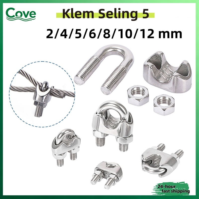 Kuku Macan Sling Stainless SS 304 Klem Kawat Sling, Klem Seling 5/6/8/10/12mm, Crimp Ferrule, Pengai
