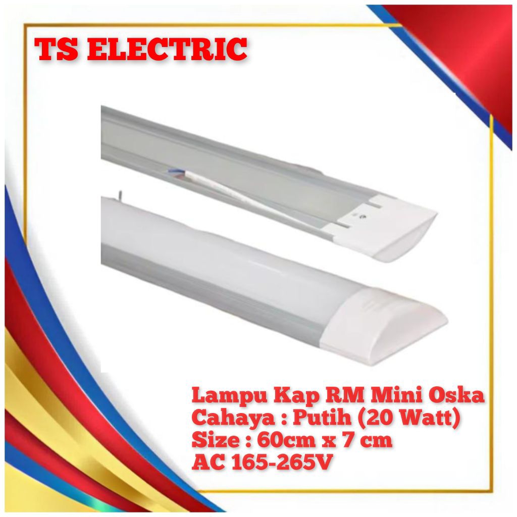 Lampu TL Slim LED 20Watt Oska / Lampu Kap RM 20W LED Putih Oska