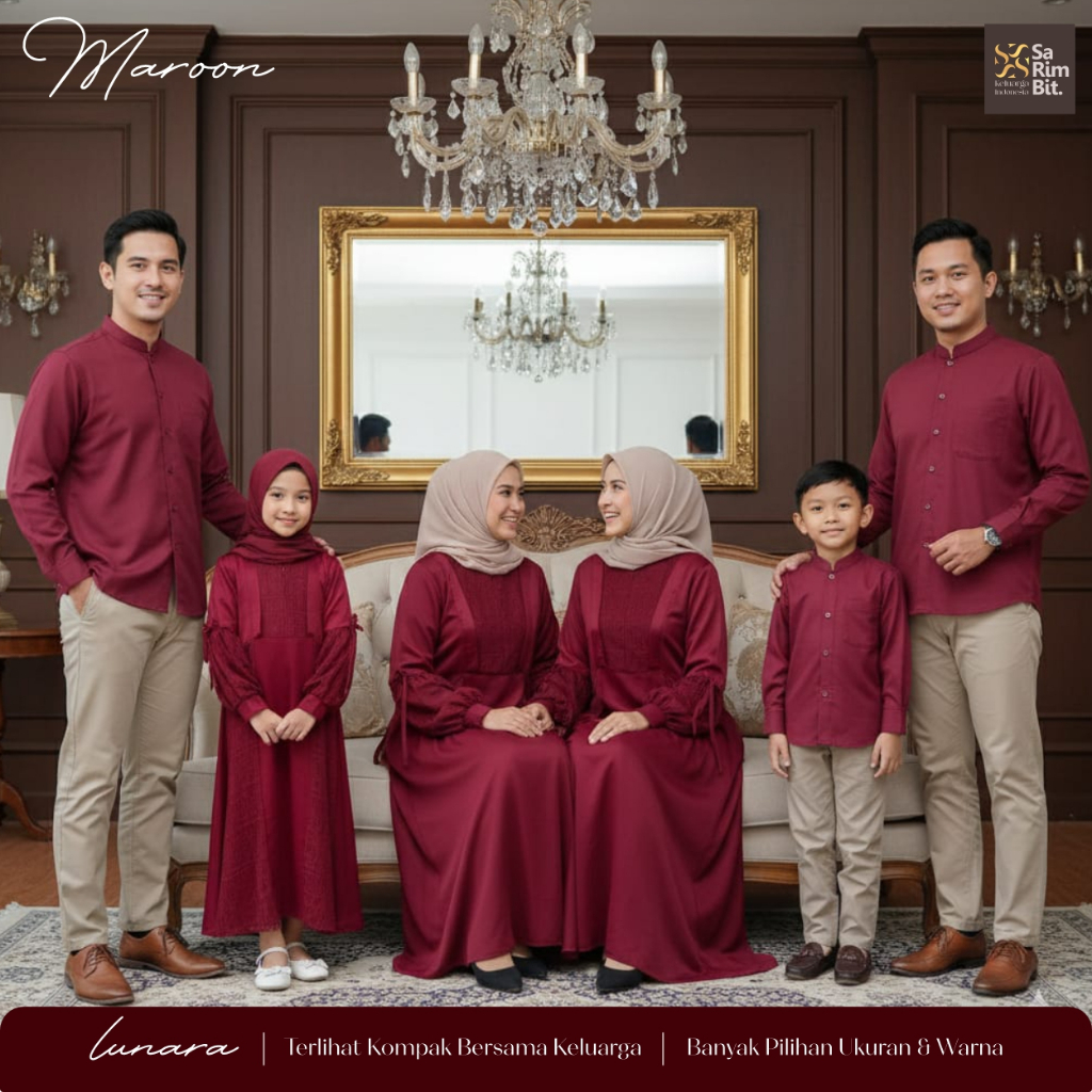 Baju Couple Dress Muslim Lebaran Idul Fitri 2026 Mewah Elegant Family Set Terbaru