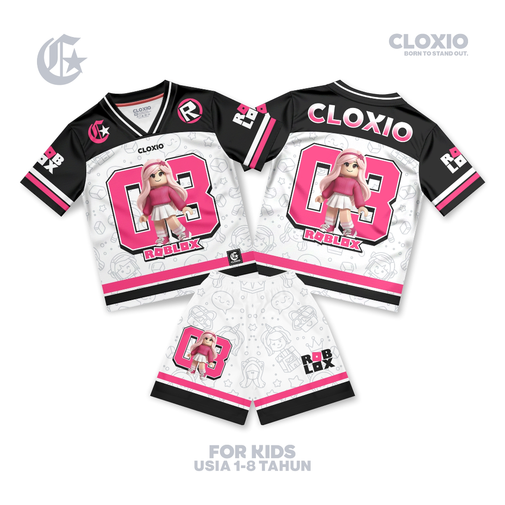 CLOXIO - Stelan anak jersey perempuan - baju anak - baju bola anak - ootd anak - baju stelan
