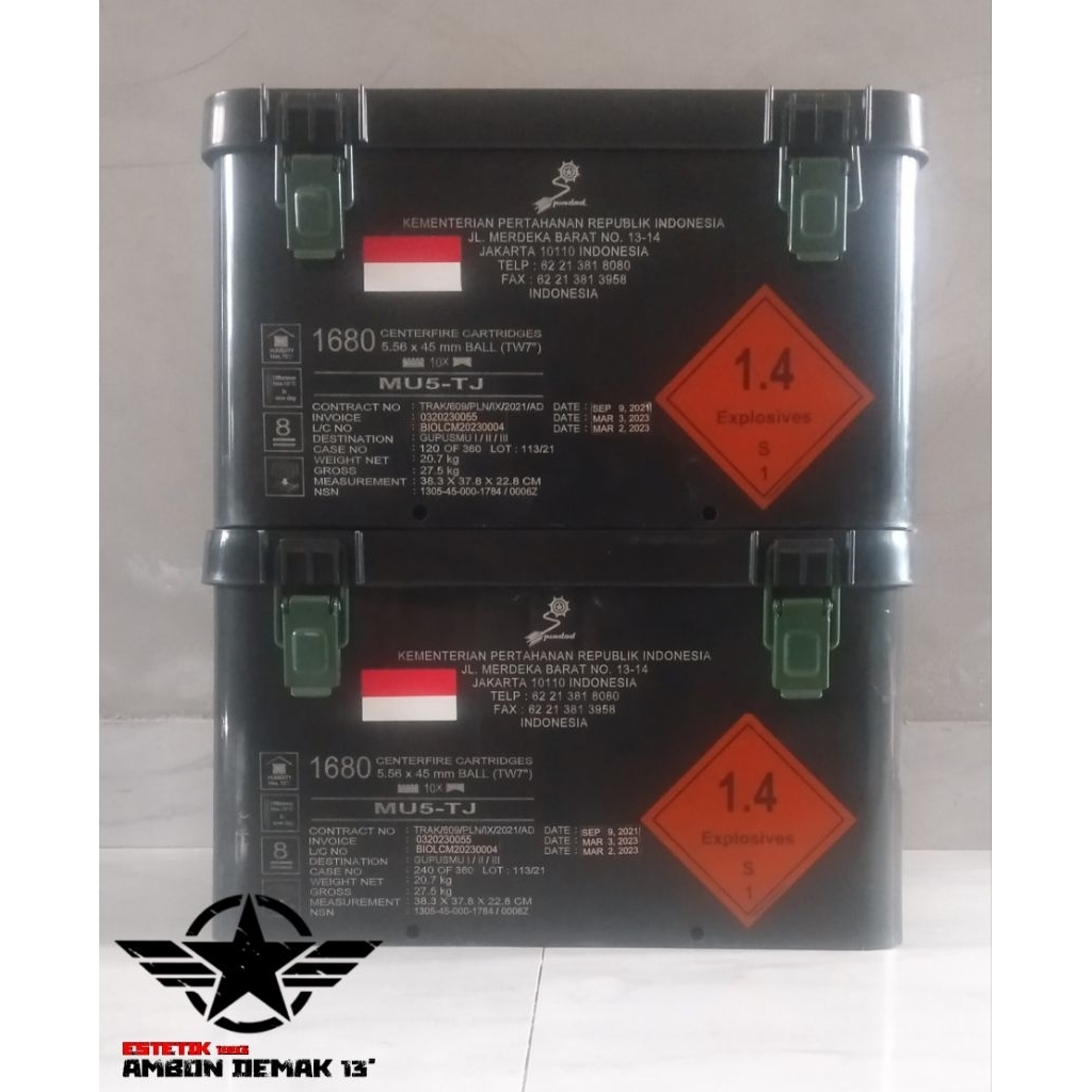 Box bekas peluru, kotak bekas peluru PT Pindad serbaguna bahan plastik steel